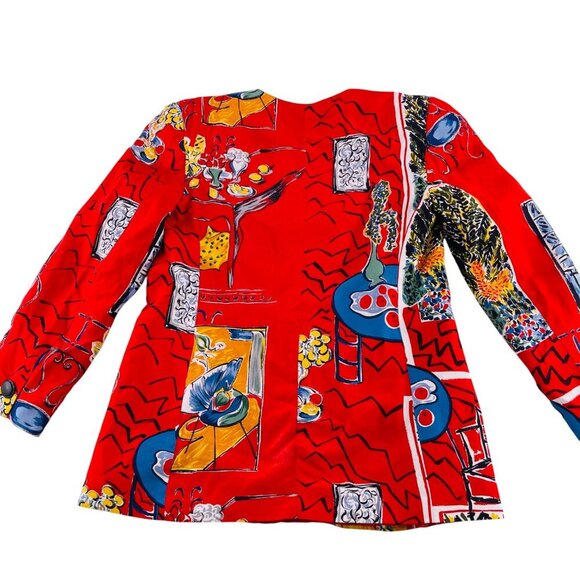 Doncaster Womens Colorful Abstract Print Blazer Jacket Size S - Picture 5 of 6